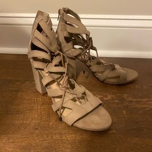 Like new Steve Madden lace up heels. Worn once. Size 8